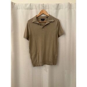Porter & Ash Mens Tan Khaki Short Sleeve Knit Polo Shirt Size Medium